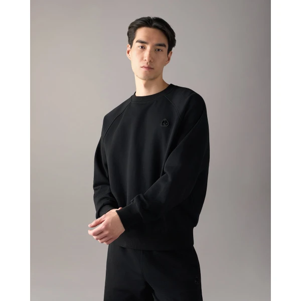 Moose Knuckles YUL Crewneck Sweatshirt in Black | Sweatshirts | Luxury Shoes 