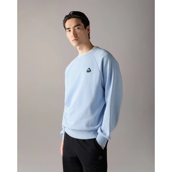 Moose Knuckles YUL Crewneck Sweatshirt in Blue Ice | Sweatshirts | Luxury Shoes 