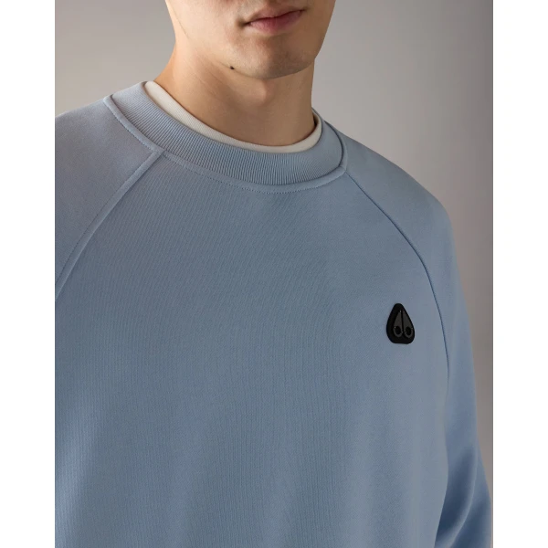 Moose Knuckles YUL Crewneck Sweatshirt in Blue Ice | Sweatshirts | Luxury Shoes 