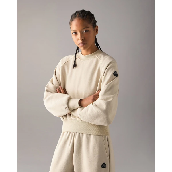 Moose Knuckles YYZ Crewneck Sweatshirt in Alabaster | Long Sleeve | Luxury Shoes 
