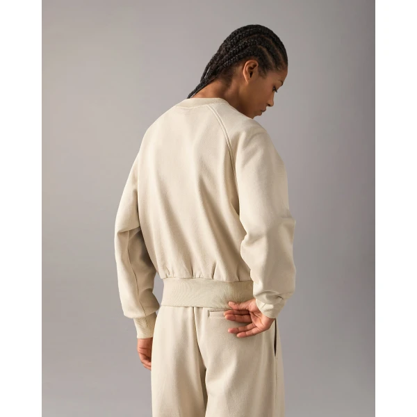 Moose Knuckles YYZ Crewneck Sweatshirt in Alabaster | Long Sleeve | Luxury Shoes 