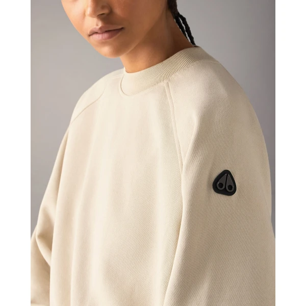 Moose Knuckles YYZ Crewneck Sweatshirt in Alabaster | Long Sleeve | Luxury Shoes 