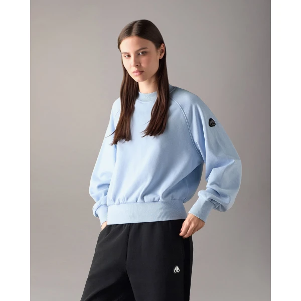 Moose Knuckles YYZ Crewneck Sweatshirt in Blue Ice | Long Sleeve | Luxury Shoes 