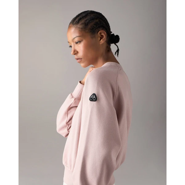 Moose Knuckles YYZ Crewneck Sweatshirt in Rosewood | Long Sleeve | Luxury Shoes 