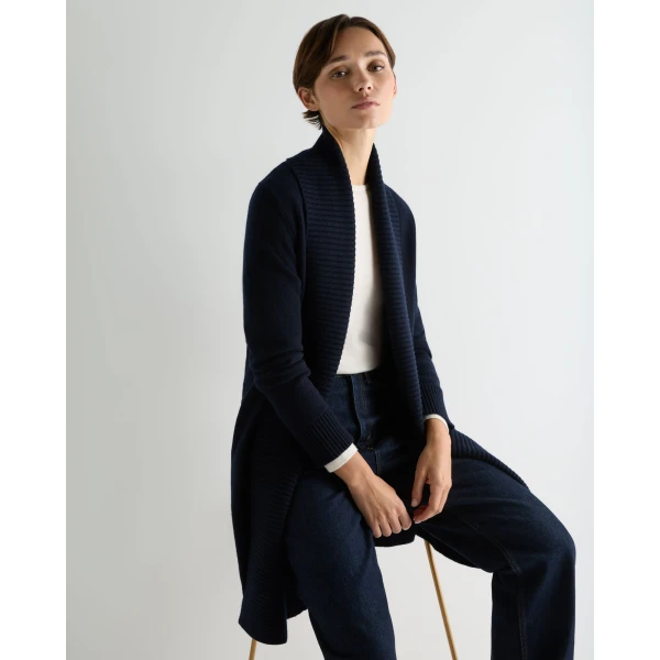 N.Peal Abbey Cashmere Cardigan in Navy Blue