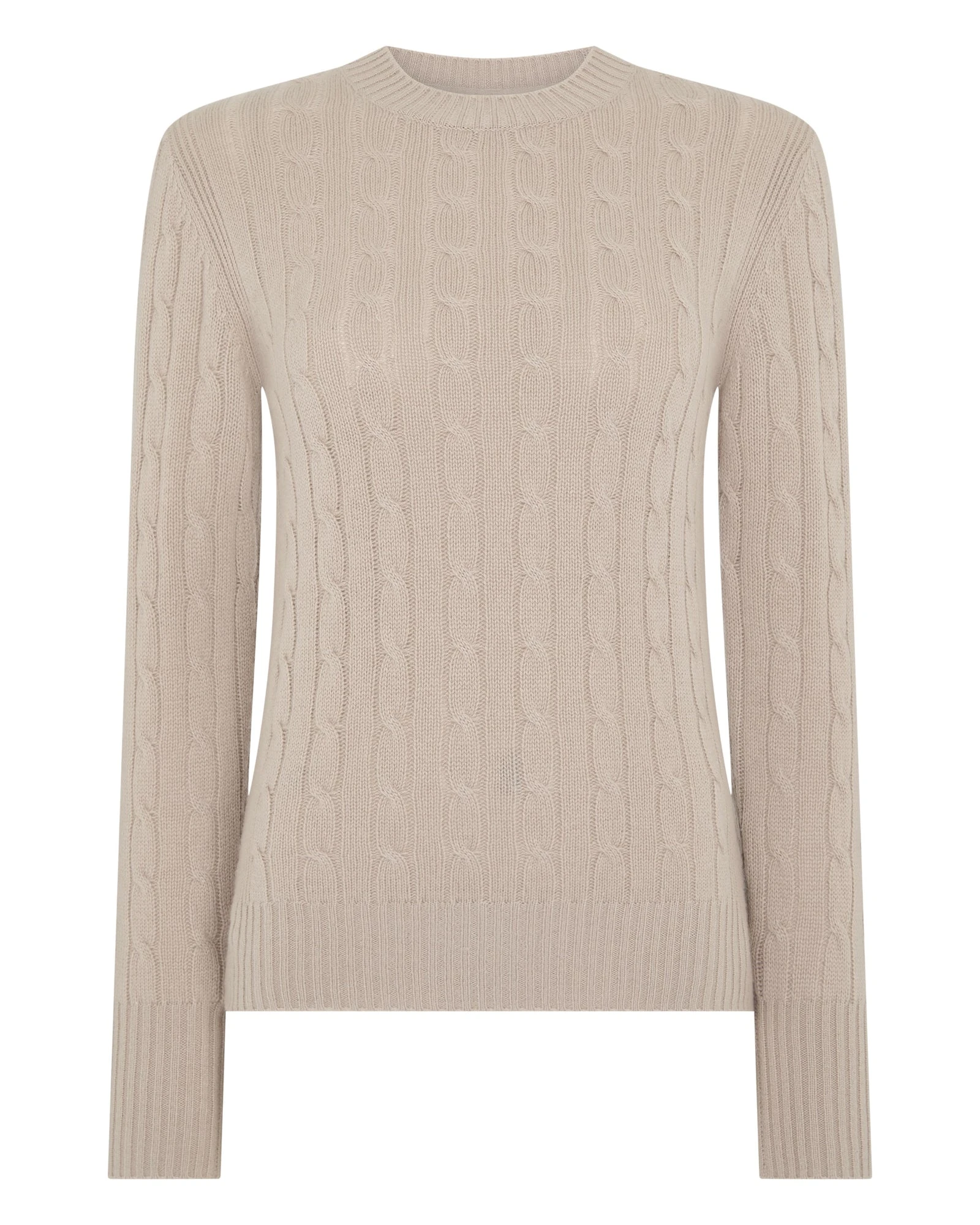 N.Peal Adelyn Cable Round Neck Cashmere Jumper in Cashew Brown N.Peal Adelyn Cable Round Neck Cashmere Jumper in Cashew Brown | Sweaters | Luxury Shoes