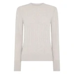 N.Peal Adelyn Cable Round Neck Cashmere Jumper in Pebble Grey | Sweaters | Luxury Shoes 
