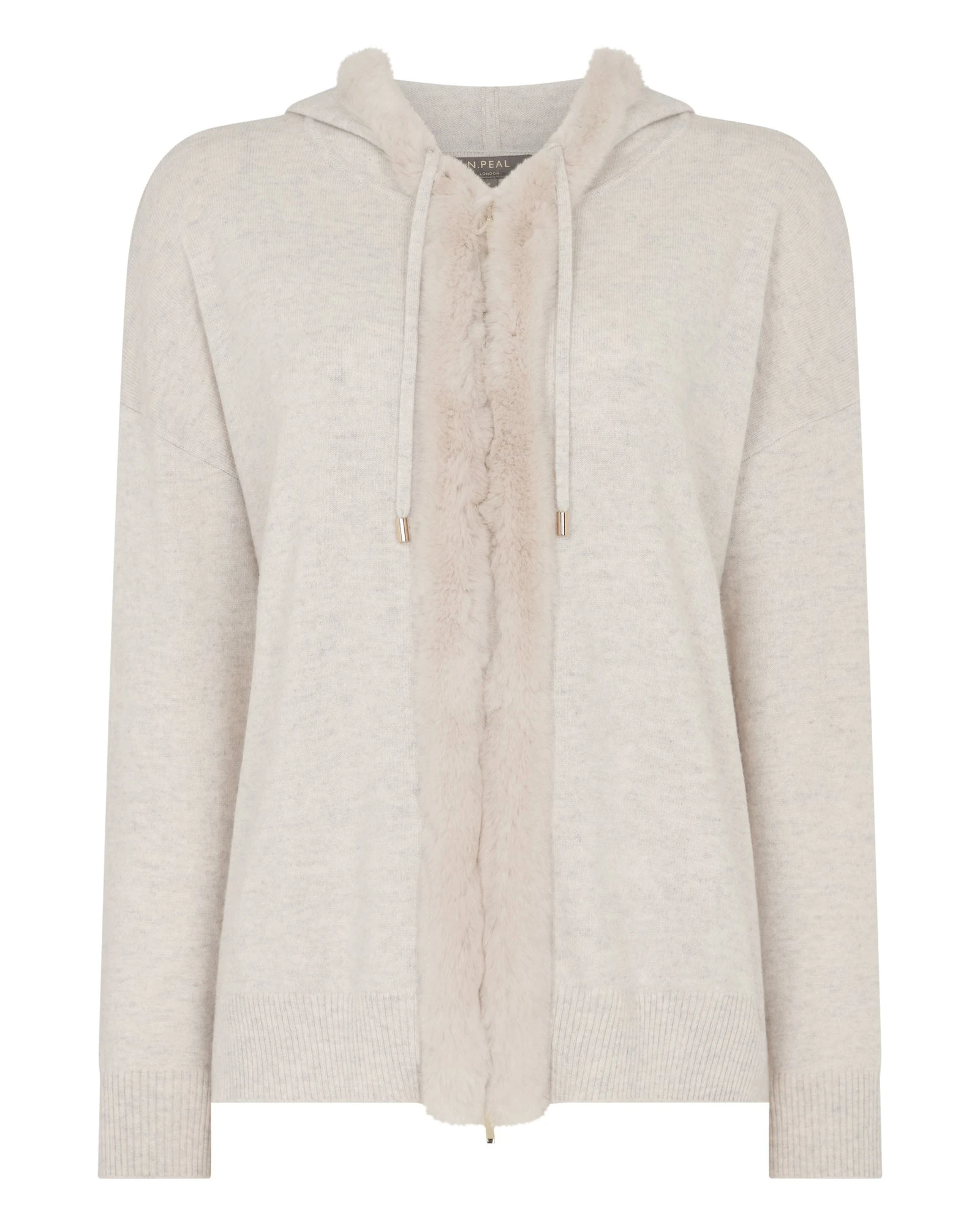 N.Peal Alicia Fur Trim Cashmere Hoodie in Pebble Grey N.Peal Alicia Fur Trim Cashmere Hoodie in Pebble Grey | Hoodies | Luxury Shoes