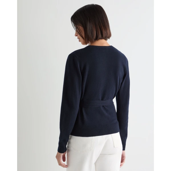 N.Peal Arabella Wrap Cashmere Cardigan in Navy Blue