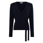 N.Peal Arabella Wrap Cashmere Cardigan in Navy Blue | Cardigan | Luxury Shoes 