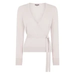 N.Peal Arabella Wrap Cashmere Cardigan in Snow Grey | Cardigan | Luxury Shoes 