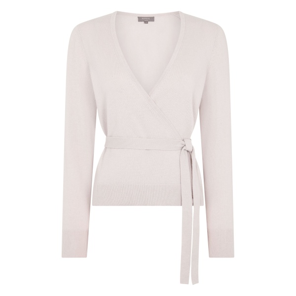 N.Peal Arabella Wrap Cashmere Cardigan in Snow Grey | Cardigan | Luxury Shoes 