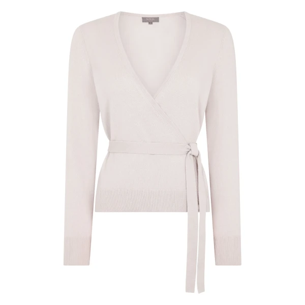Arabella Wrap Cashmere Cardigan in Snow Grey