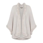 N.Peal Ayla Fur Trim Cashmere Cape in Pebble Grey | Knitwear | Luxury Shoes 
