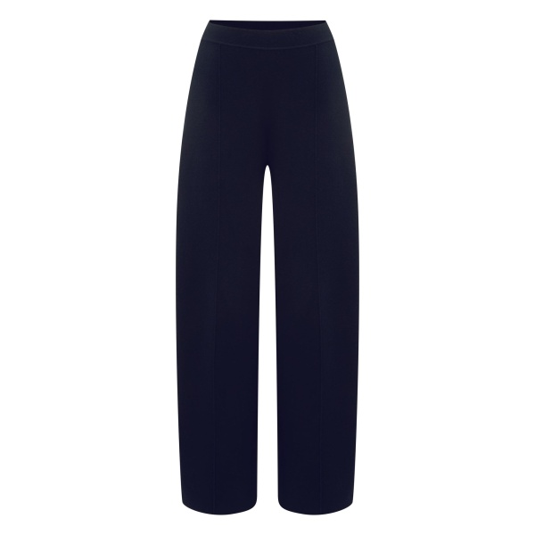 N.Peal Barrel Leg Cotton Blend Trouser in Navy Blue | Tailored pants | Luxury Shoes 