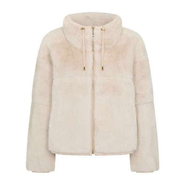 Blouson Rex Fur Jacket in Beige Brown