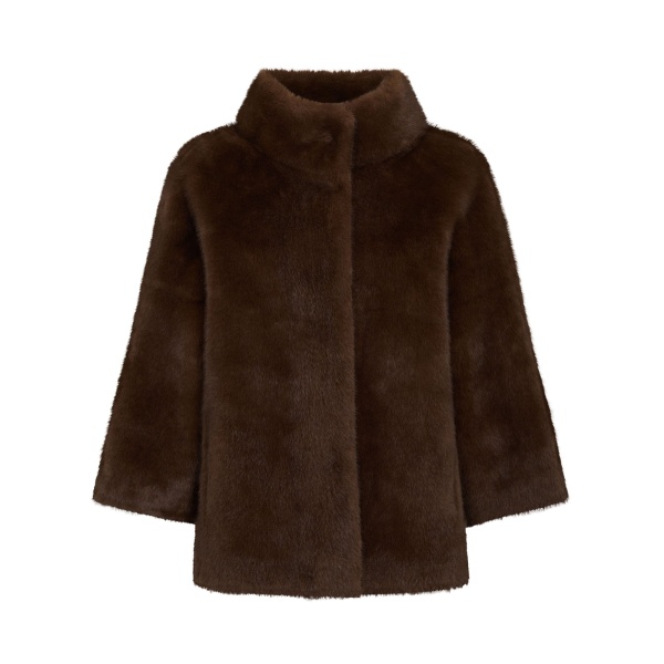 N.Peal Bracelet Sleeve Faux Mink Jacket in Brown | Jackets | Luxury Shoes 