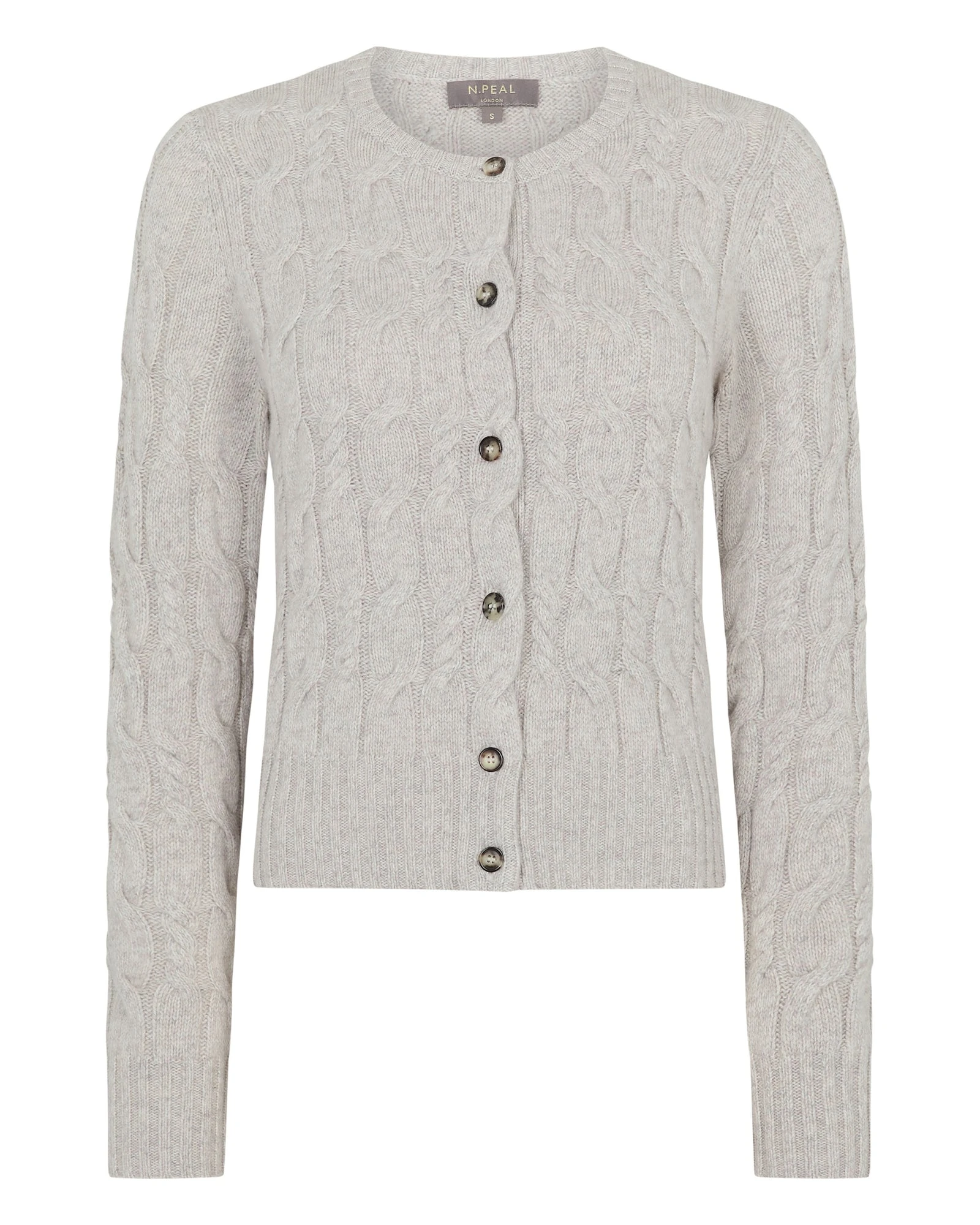N.Peal Cable Cashmere Cardigan in Cashmere Grey Melange N.Peal Cable Cashmere Cardigan in Cashmere Grey Melange | Cardigan | Luxury Shoes