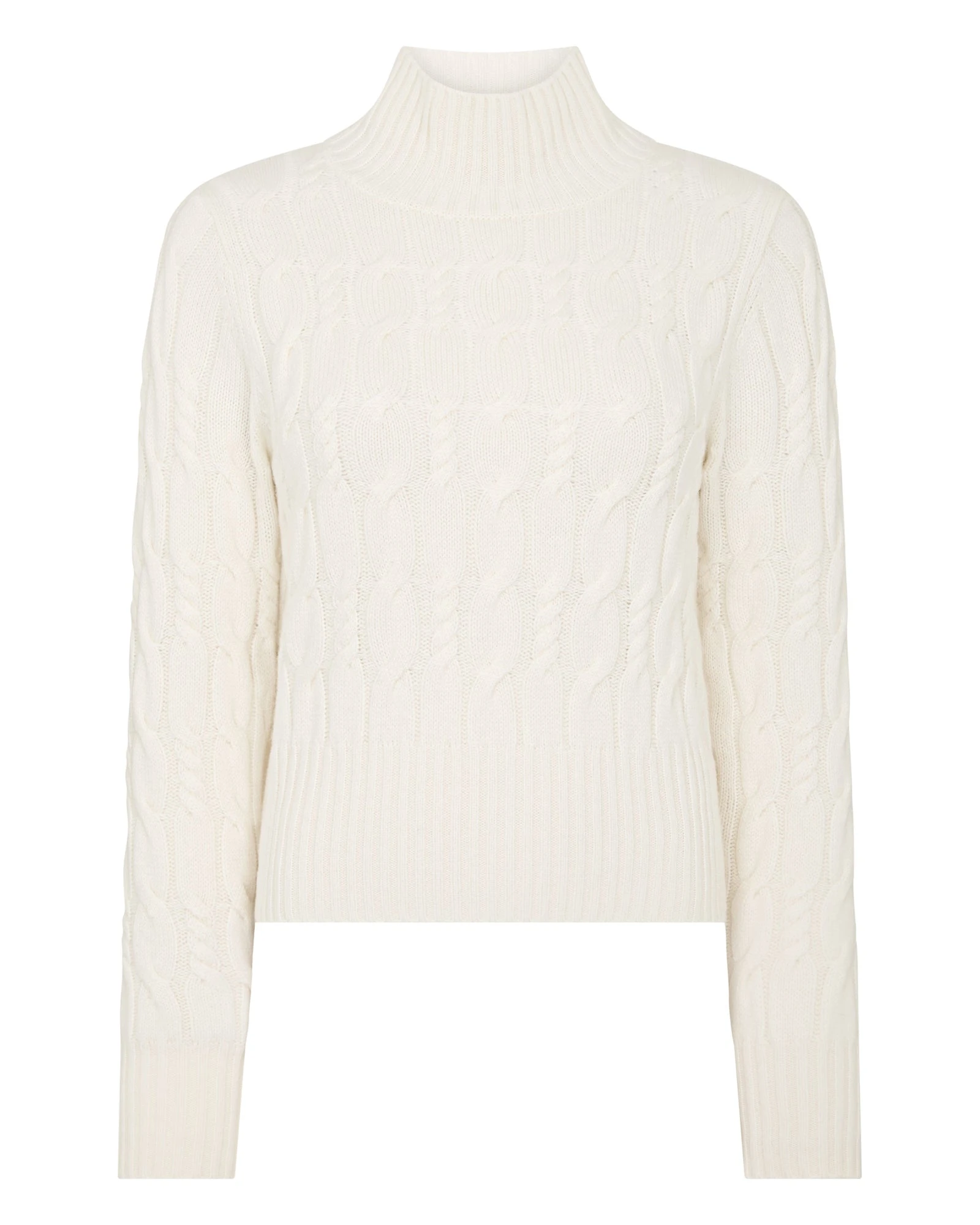 N.Peal Cable Knit Funnel Neck Cashmere Jumper in New Ivory White N.Peal Cable Knit Funnel Neck Cashmere Jumper in New Ivory White | Turtlenecks | Luxury Shoes