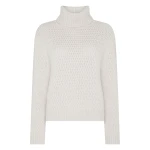 N.Peal Cashmere Chevron Roll Neck Cashmere Jumper With Lurex in Frost White Sparkle | Turtlenecks | Luxury Shoes 