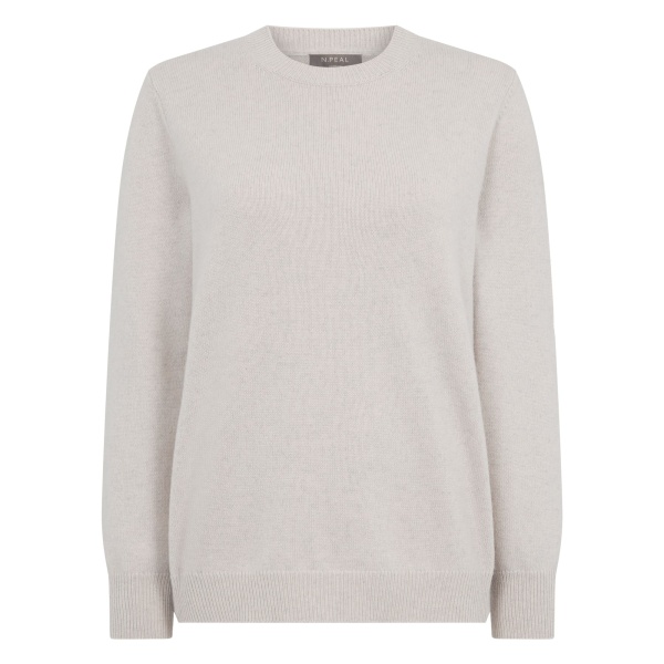N.Peal Cashmere Crew Neck Jumper in Arctic Grey Melange | Sweaters | Luxury Shoes 