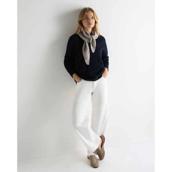 N.Peal Cashmere Crew Neck Jumper in Navy Blue