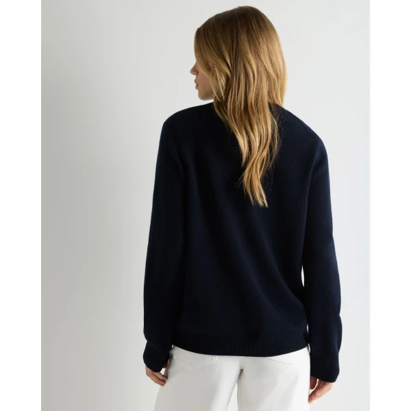 N.Peal Cashmere Crew Neck Jumper in Navy Blue