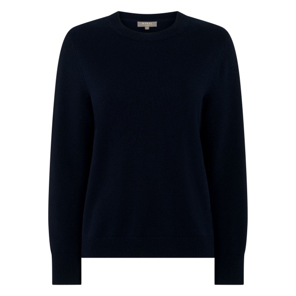 N.Peal Cashmere Crew Neck Jumper in Navy Blue | Sweaters | Luxury Shoes 