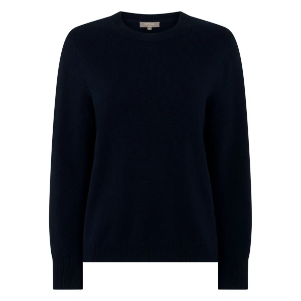 N.Peal Cashmere Crew Neck Jumper in Navy Blue | Sweaters | Luxury Shoes 