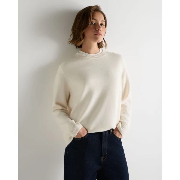N.Peal Cashmere Crew Neck Jumper in New Ivory White