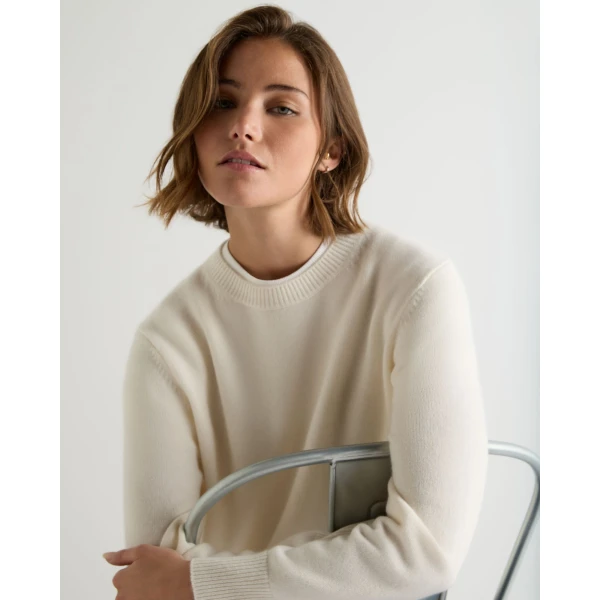 N.Peal Cashmere Crew Neck Jumper in New Ivory White