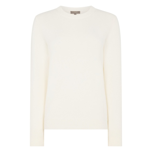N.Peal Cashmere Crew Neck Jumper in New Ivory White | Sweaters | Luxury Shoes 
