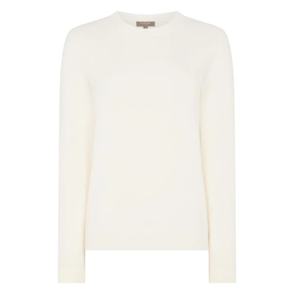 N.Peal Cashmere Crew Neck Jumper in New Ivory White | Sweaters | Luxury Shoes 