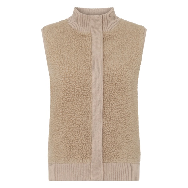 N.Peal Cashmere Shearling Gilet in Cashew Brown | Vests | Luxury Shoes 