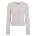 N.Peal Chunky Crop Cashmere Cardigan in Arctic Grey Melange | Cardigan | Luxury Shoes 