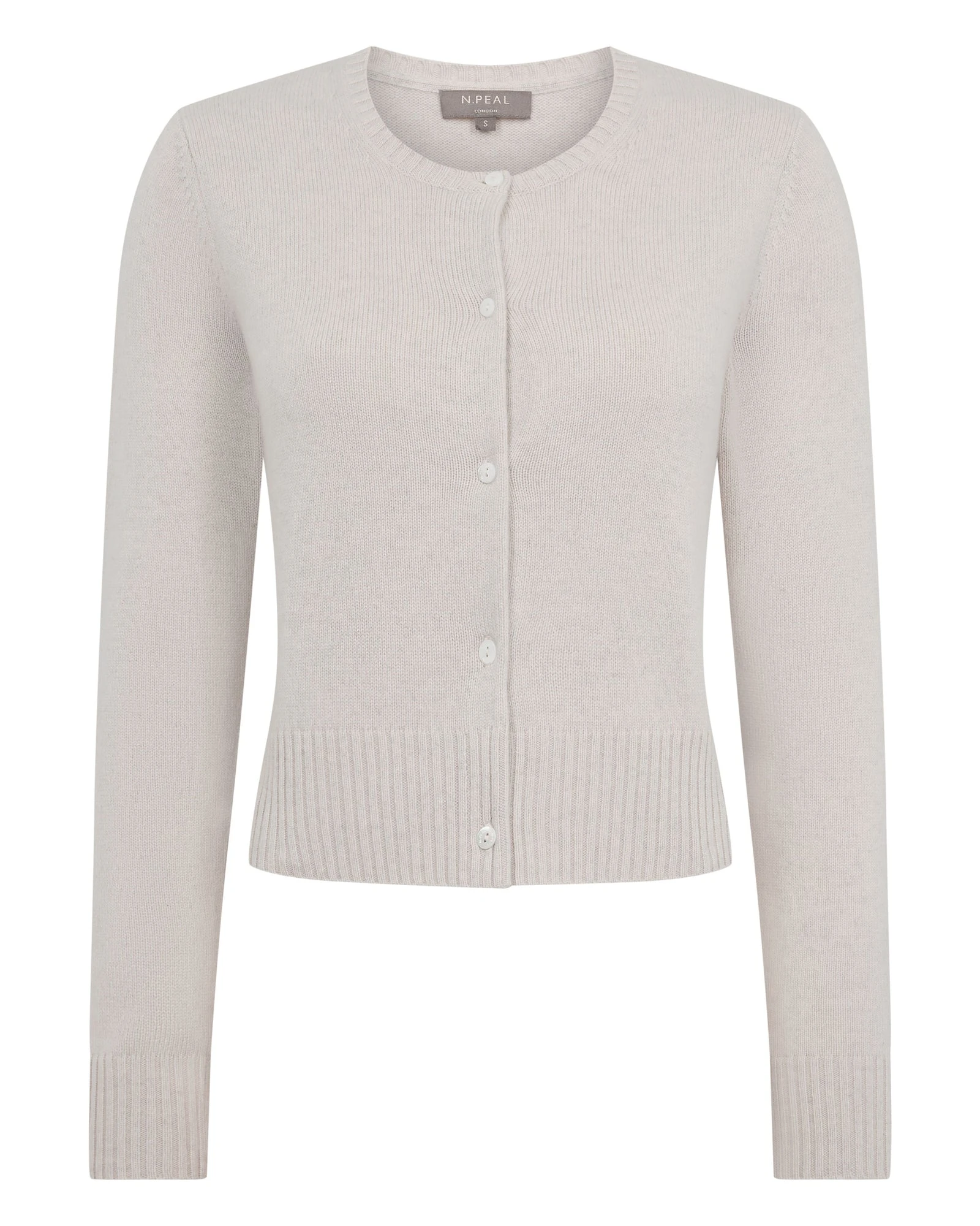 N.Peal Chunky Crop Cashmere Cardigan in Arctic Grey Melange N.Peal Chunky Crop Cashmere Cardigan in Arctic Grey Melange | Cardigan | Luxury Shoes
