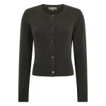 N.Peal Chunky Crop Cashmere Cardigan in Grey Moss | Cardigan | Luxury Shoes 