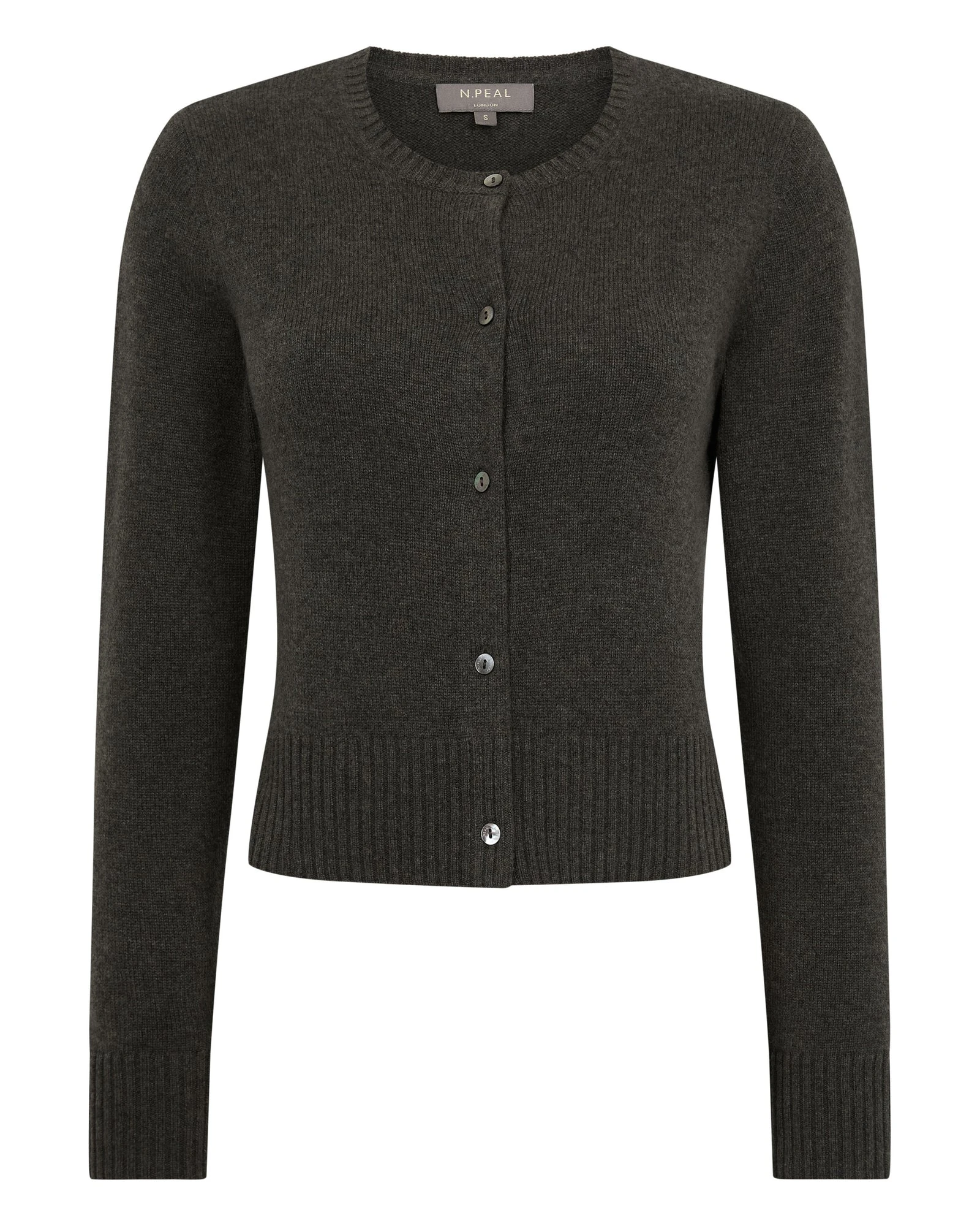 N.Peal Chunky Crop Cashmere Cardigan in Grey Moss N.Peal Chunky Crop Cashmere Cardigan in Grey Moss | Cardigan | Luxury Shoes