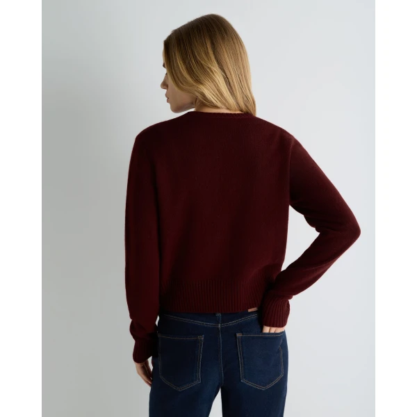 N.Peal Chunky Crop Cashmere Cardigan in Rustic Red
