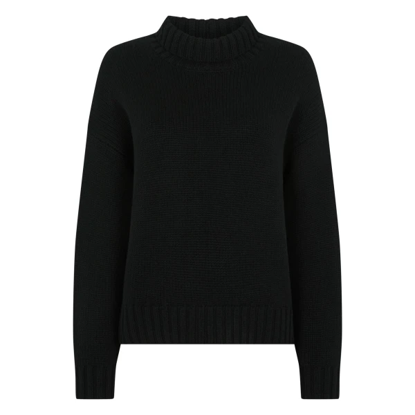 Chunky Funnel Neck Cashmere Jumper in Black