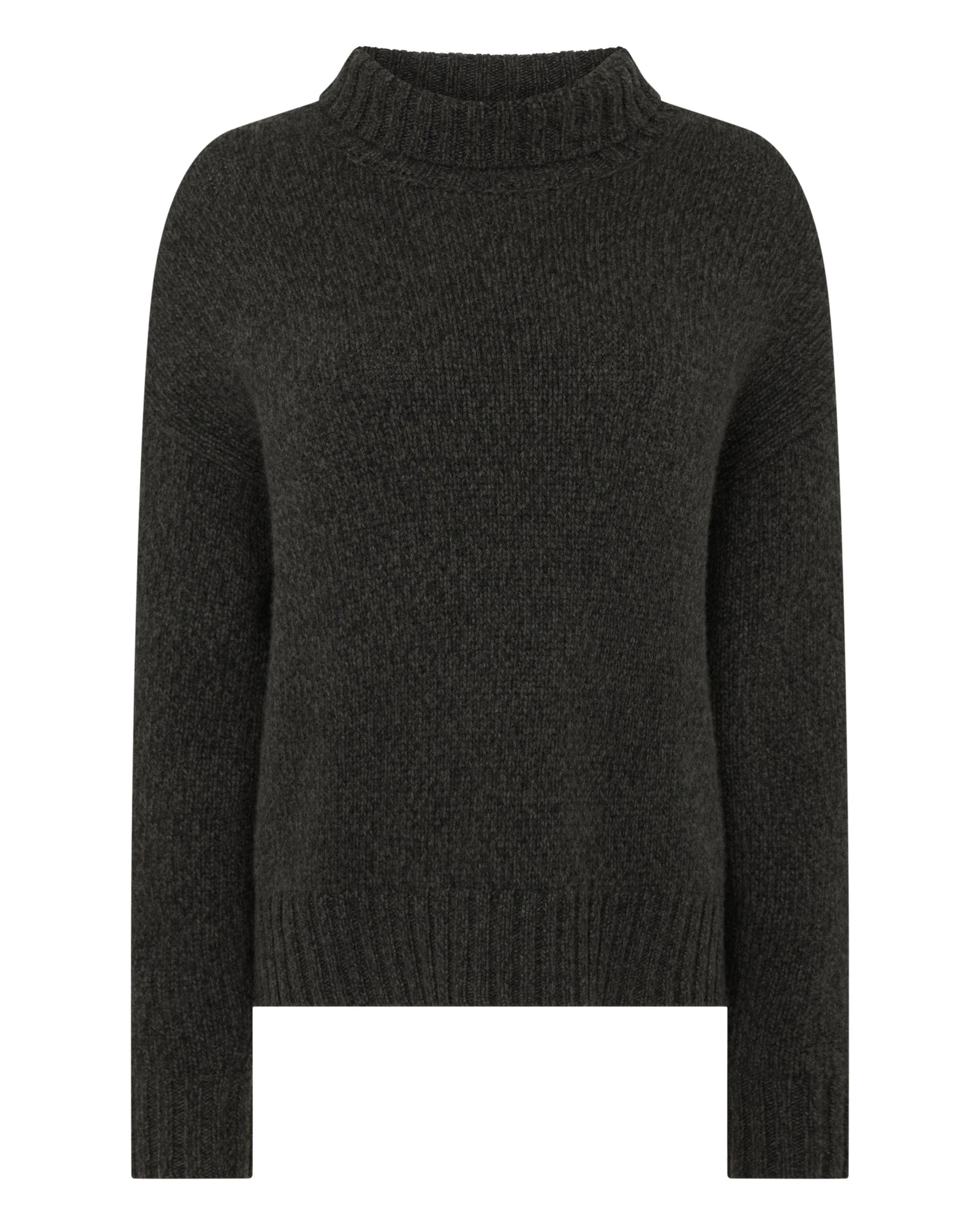 N.Peal Chunky Funnel Neck Cashmere Jumper in Grey Moss Melange N.Peal Chunky Funnel Neck Cashmere Jumper in Grey Moss Melange | Turtlenecks | Luxury Shoes
