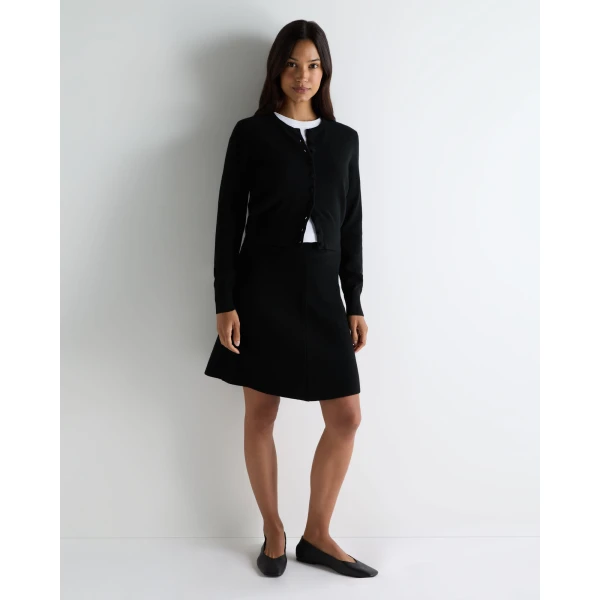 N.Peal Covered Button Cashmere Cardigan in Black