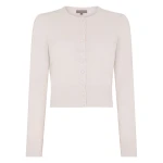 N.Peal Covered Button Cashmere Cardigan in Snow Grey | Cardigan | Luxury Shoes 