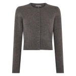 N.Peal Covered Button Cashmere Cardigan in Wood Smoke Brown | Cardigan | Luxury Shoes 