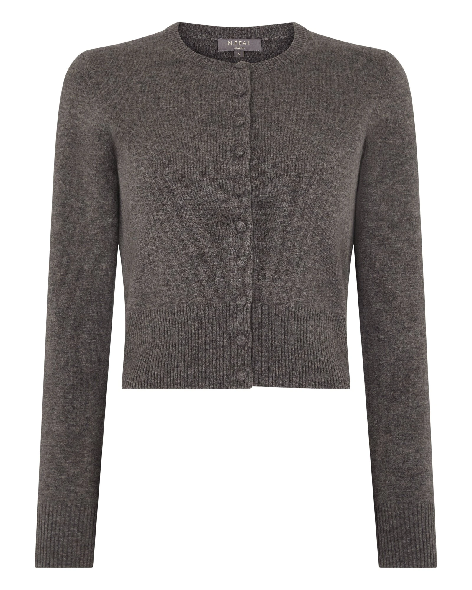 N.Peal Covered Button Cashmere Cardigan in Wood Smoke Brown N.Peal Covered Button Cashmere Cardigan in Wood Smoke Brown | Cardigan | Luxury Shoes