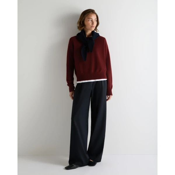 N.Peal Crop Boat Neck Cashmere Jumper in Rustic Red
