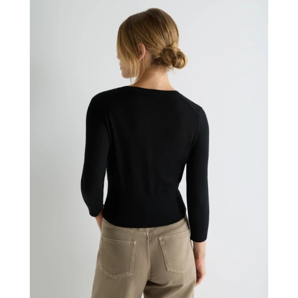 N.Peal Darcie Superfine Cashmere Cropped Cardigan in Black