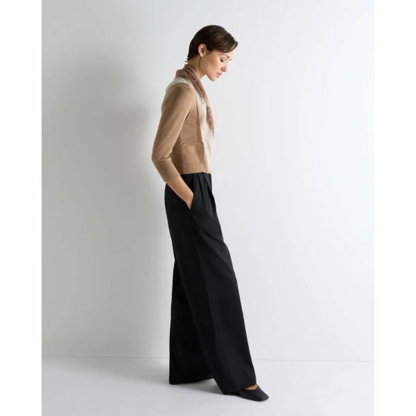 N.Peal Darcie Superfine Cashmere Cropped Cardigan in Caramel Brown
