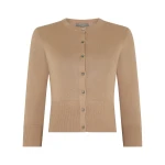 N.Peal Darcie Superfine Cashmere Cropped Cardigan in Caramel Brown | Cardigan | Luxury Shoes 