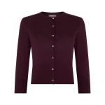 N.Peal Darcie Superfine Cashmere Cropped Cardigan in Damson Red | Cardigan | Luxury Shoes 